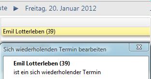 Im Kalender erscheint ein jährlicher Termin Im Kalender erscheint ein jährlicher Termin