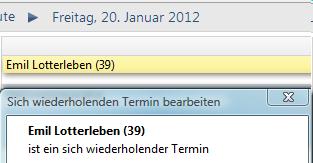 Im Kalender erscheint ein jhrlicher Termin